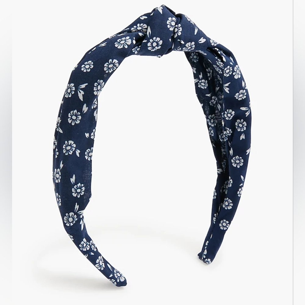 J.Crew Floral Knot Headband, Blue/ White